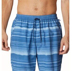 Columbia Mens Summderdry Swim Trunks XL Blue Jet Stream Horizons Stripe  NEW